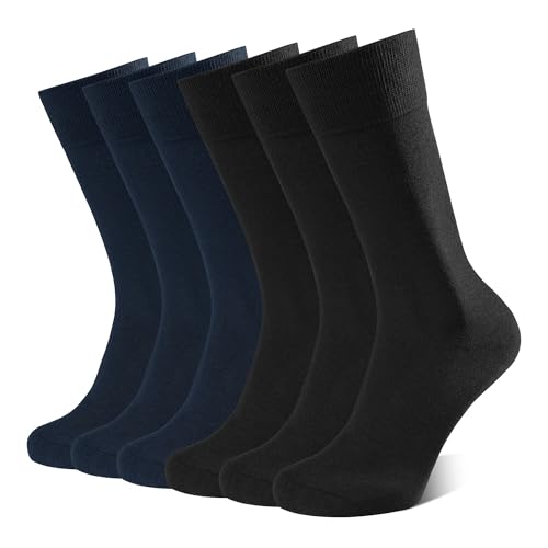 CLOSEMATE Mens Classic Solid & Patterned Dress Crew Socks - Combed Cotton and Soft 6 Pairs
