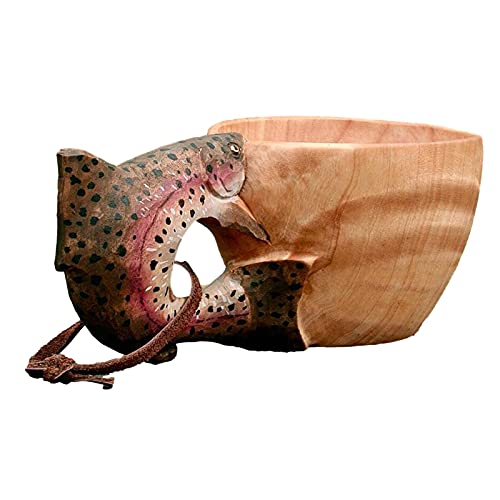 YJYQ Kuksa Madera Estilo Animales Estilo Mochila Kuksa Madera - Portátil Viaje Jarra Madera Café Camping Senderismo Respetuoso con el Medio Ambiente Té Hecho a ano