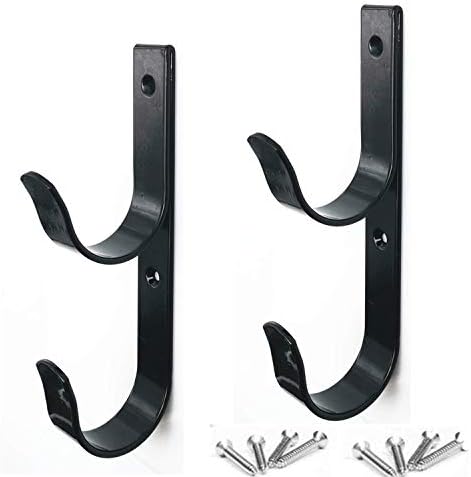 2 PCS Set Wide Pool Pole Hangers Heavy Duty Black Aluminium Holder Hooks with Screws Perfect Hook Holders for Swimming Pool,Telescopic Poles,Skimmers,Nets Brushes,Vacuum Hose,Garden Equipment Etc