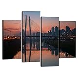 Canvas Wall Art Prints Stayed bridge Sao Paulo Brazil 4 Piece Framed Wall Art Painting Pictures Artwork Posters Home Decor for Living Room Bedroom Office Gift