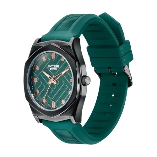 Image of Sonata Poze 8 Quartz Analog with Green Dial Green Silicon Strap Watch for Men - SP70107NP02W