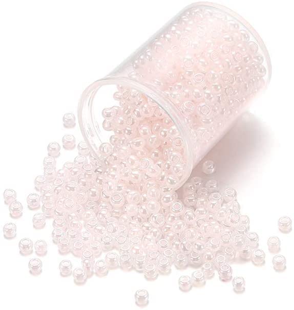 1800 Cuentas de Cristal checo de 0.079 in de Color Dulce, Bonitas Cuentas pequeñas a Granel para Pulseras de Bricolaje, Suministros de joyería Artesanal (Rosa Claro, 0.079 in x 1800 Unidades) Conveni