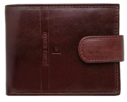 Pierre Cardin Cartera Hombre, Piel auténtica, Delgada, para Hombre, pequeña Delgada, RFID, Regalo, Billetera con Monedero, Piel, Porta Billetera, Tipo, Negro (Marron)