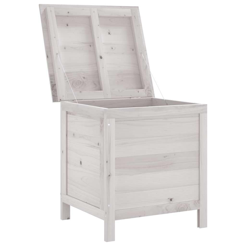 Genérico Arcón de jardín Madera Maciza Abeto Blanco 50x49x56,5 cm,Cajas de almacenaje para exteriores-364749