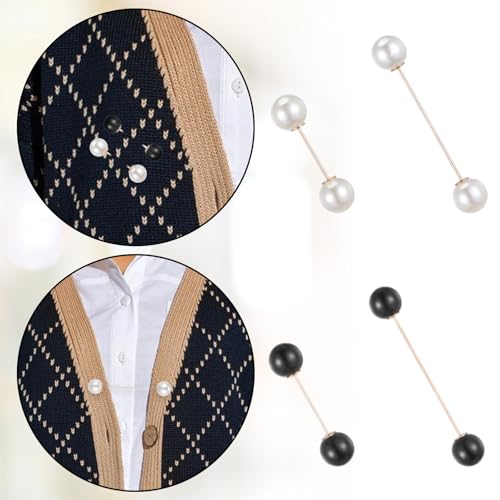 Image of 8Pcs Women Brooch Pins, Sweater Shawl Clips Brooches and Pins for Women Artificial Crystal Pearl Brooches Pant Waist Tightener Safety Clips for Dress Shirt Jeans Clothing Decoration Accessories