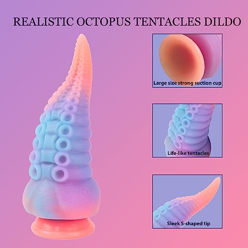 Realistischer Monster Silikon Dildo-8.3'' Big Anal Glowing Tentacle Dildo mit starkem Saugnapf, Octopus Huge Monster Thick Dildo für Frauen, Liquid Silicone Anal Plug Prostate Massager Adult Sex Toy – Bild 4