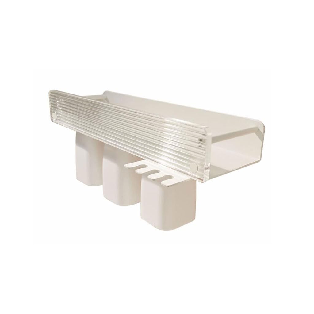 Conveniente Juego de Soporte para cepillos de Dientes Blanco montado en la Pared, Soporte Organizador de plástico, Estante de Almacenamiento de Vasos de Dientes de Gran Capacidad Práctico