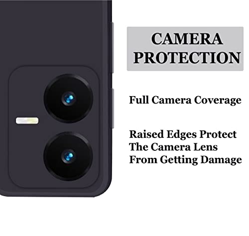 Image of A rtistque Liquid Silicone Back Cover Case for Vivo Y22 Matte Shockproof TPU Soft Flexible with Camera Protection - Black