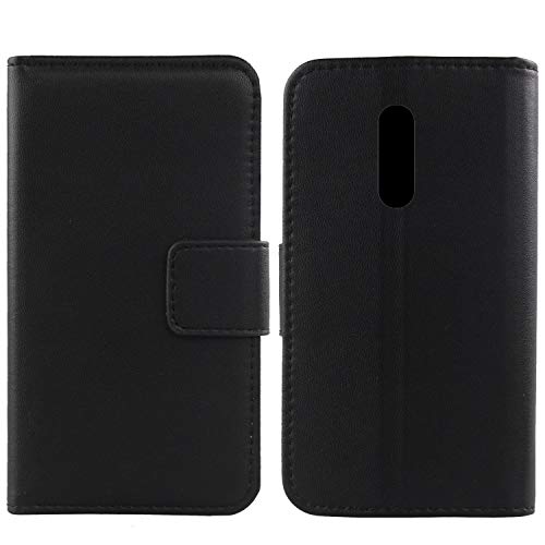 Gukas Design Genuino Cuero Case para Meizu 16 / 16th Flip Billetera Funda Carcasa De Lujo Autentico Ranuras Tarjetas Piel Premium Cover (Negro)