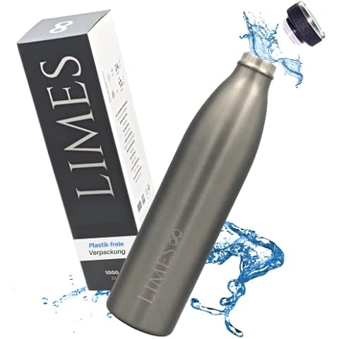 Limes 8® Trinkflasche Edelstahl Thermoskanne 1l Thermosflasche Cover