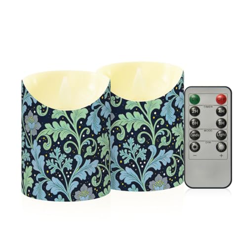 Velas falsas LED programables con mando a distancia y cera auténtica de diseño floral azul