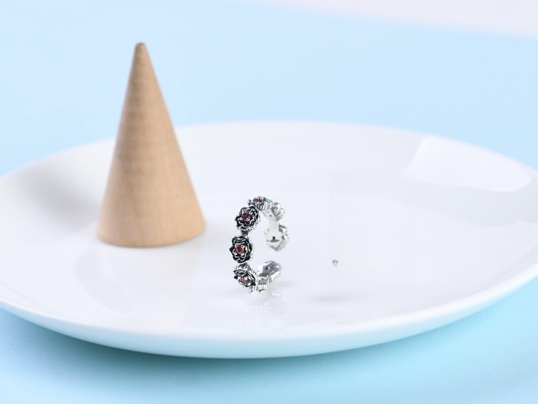 Anello In Argento Sterling 925 Con Cristalli Di Zirconia Rossa, Anello Con Rose Intrecciate, Aperto E Regolabile, Con Fascia Per Il Pollice, Promessa Di Fidanzamento, Regalo Per Donne E Ragazze.