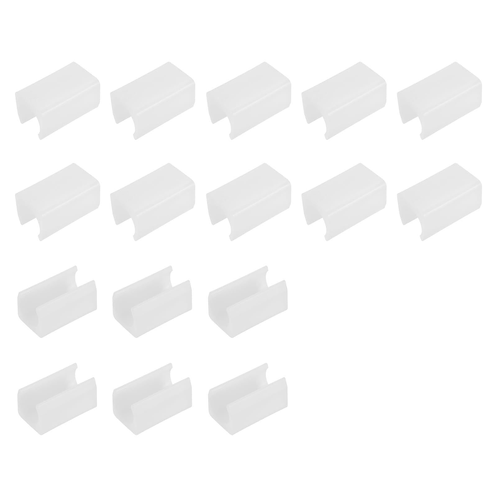 sourcing map 16 Pcs Rectangle U Shaped Chair Leg Cover, Fit 22mm Dia Tubular Chair Legs, Non-Slip No Noise Floor Protectors, Plastic Furniture Feet Tubing Caps, White