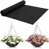 Tegeme 24x157 Inch Black Felt Planter Liner Roll Coir Liners Alternative Breathable Outdoor Planters Liner for Planter Hanging Flower Basket Window Box Garden