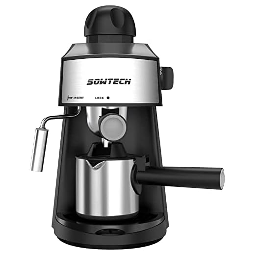 SOWTECH Steam Espresso Machine Espresso Maker Cappuccino Latte Machine with Steam Milk Frother and Mug 3.5 Bar 4 Cup