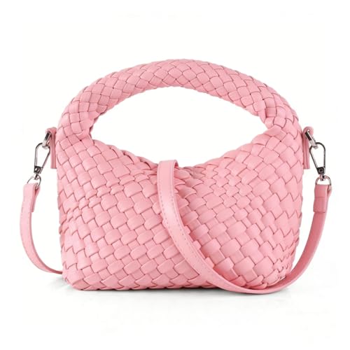 Image of Woven Crossbody Bag Small Tote Cute Purse for Women,Top Handle Handbag Pu Leather Shoulderbag with Detachable Strap