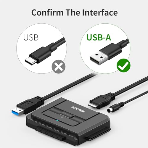Image of Unitek USB 3.0 to IDE and SATA Converter External Hard Drive Adapter Kit for Universal 2.5 /3.5 HDD /SSD Hard Drive Disk, One Touch Backup Function, Included 12V /2A Power Adapter