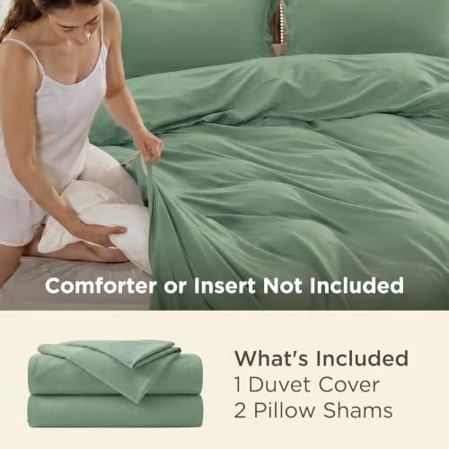 Image of Bedsure Duvet Cover King Size, 3Pcs Double Brushed Bedding Set, Sage Green | For Kids & Adults, 104 inchx90 inch Comforter Cover, Hotel Luxury, All Season, Breathable, Easy Care, Lightweight, Zipper Closure