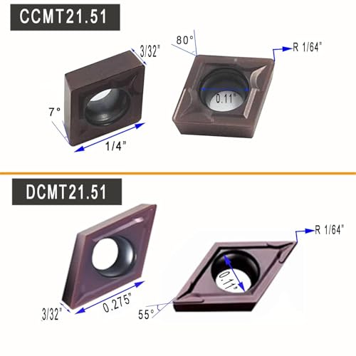Image of CCMT21.51 CCMT060204 DCMT21.51 DCMT070204 Carbide Turning Inserts,CCMT Insert DCMT Insert Mutilayer Coated Lathe Replacement Inserts for Lathe Turning Tool Holder