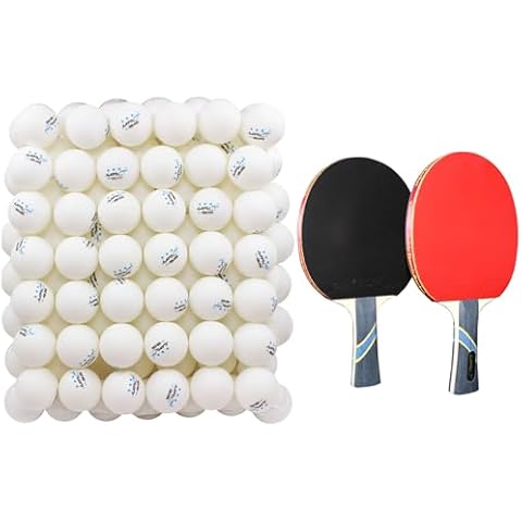 100 White 3-Star Ping Pong Balls Bundle with 2 Pack of 4-Star Professional Ping Pong Paddle Cover