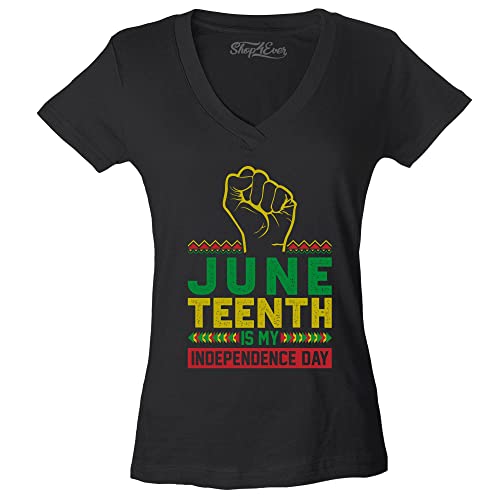 Juneteenth is My Independence Day t-shirt col V femme coupe près du corps
