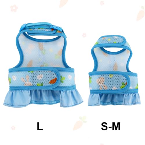 Image of Rabbit Leash and Harness Set,Proof Walking Escape Cute Floral Mesh Vest Breathable Rabbit Clothes for Bunnies, Hiking, Training for Ferret Kitten Puppy Small Pet Harness Blue S