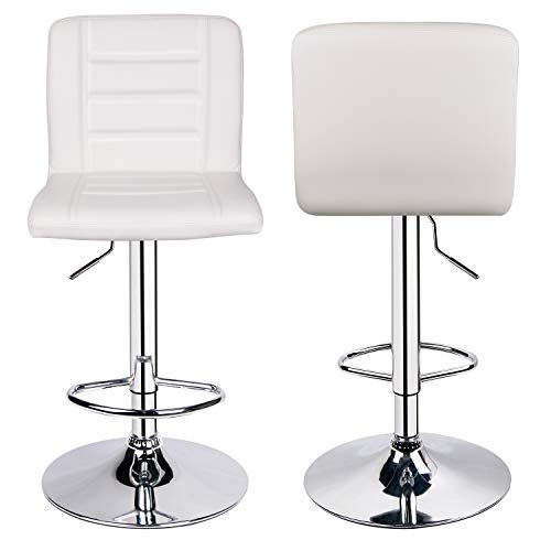 Leopard Bar Stools Set Of 2, Modern Adjustable Bar Stool With Back, Straight Line Swivel Barstool (White) #TOP5