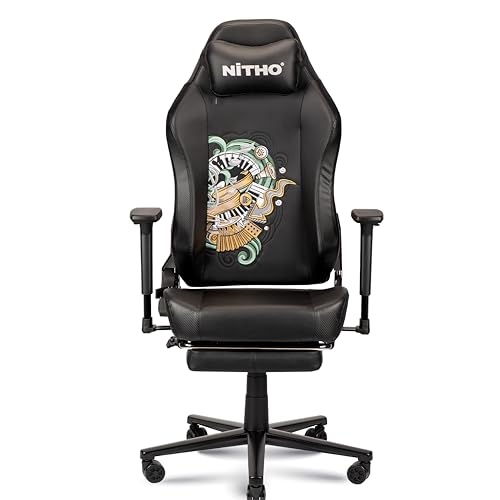 Image of NiTHO FORGE 2 Gaming Office Chair | Ergonomic Computer Desk Chair with 3D Adjustable Armrests, Retractable Footrest, Head Pillow, Class 4 Gas Lift, Swivel Office Chair for Gaming or Study, Black