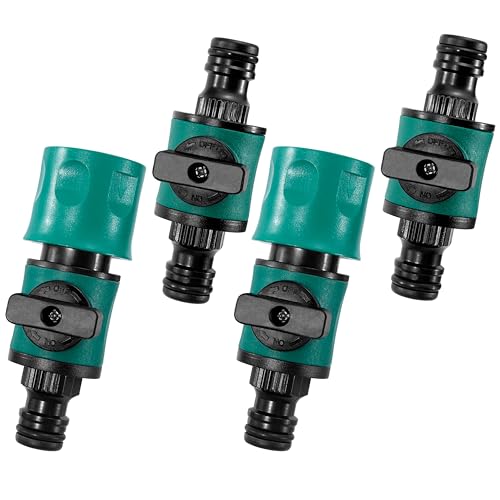 Conexión de Manguera de Jardín con Válvula, 4 Unidades Conector Accesorios de Manguera de Agua de Liberación Rápida, Válvula de Cierre de Manguera de Jardín, Conectores y Accesorios