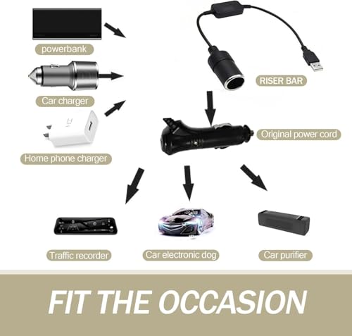 Image of BKN 5V USB a Male to 12V Car Cigarette Lighter Socket Female Converter Cable USB 5V to 12V Power Bank Adapter GPS Socket Wired for Dash Cam, GPS, LED Light Strips, Car Purifier