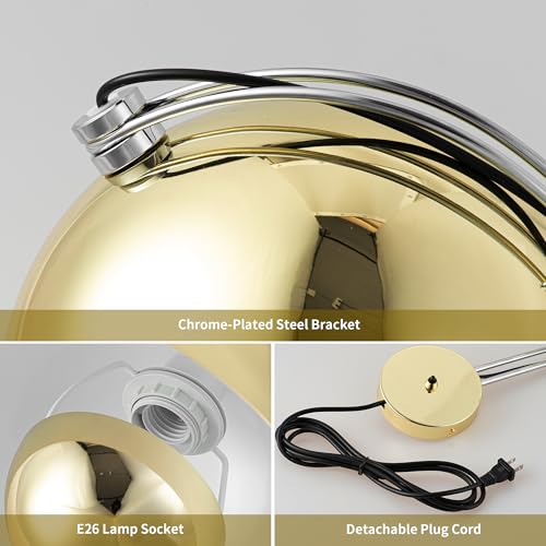 Image of COSYLUX Mid-Century Modern Bud Plug in Wall Sconces for Bedroom, Gold | Indirect lighting reading wall lamp, all-metal construction, plug-in or hardwired install, fits bedroom bedside, living room