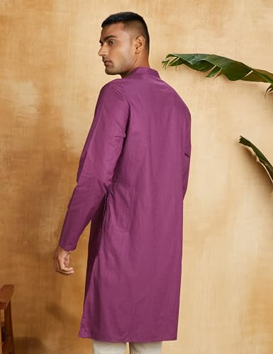 Image of Amazon Brand - Symbol Men's 100% Cotton Solid Long Length Casual Kurta - Regular Fit (Available in Plus Sizes)