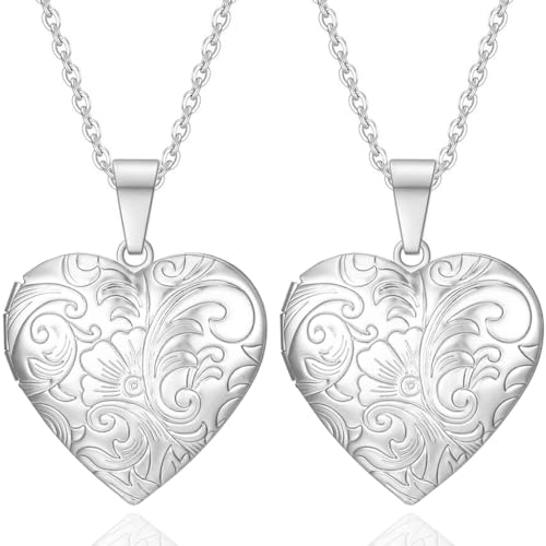 Kawailay 2 piezas collar medallón abierto imágenes foto colgante cadena acero inoxidable amuleto collar para mujeres, Acero inoxidable