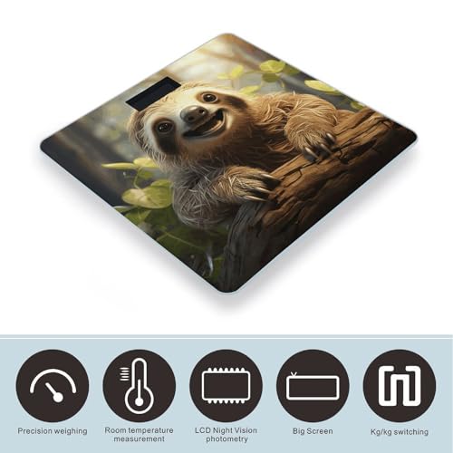 Báscula digital de baño con diseño de perezoso de vidrio templado miniatura 3