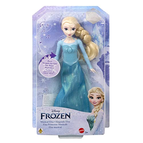 Mattel Disney La Reine des Neiges Poupée Elsa Chantante, Tenue Du Film Inclue, Version Instrumentale , À Collectionner, Jouet pour Enfant de 3 ans et Plus, HMG38