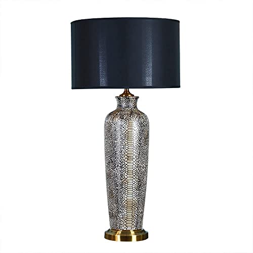 Lampe de table LED bureau céramique tissu rétro luminaire salon E27 L