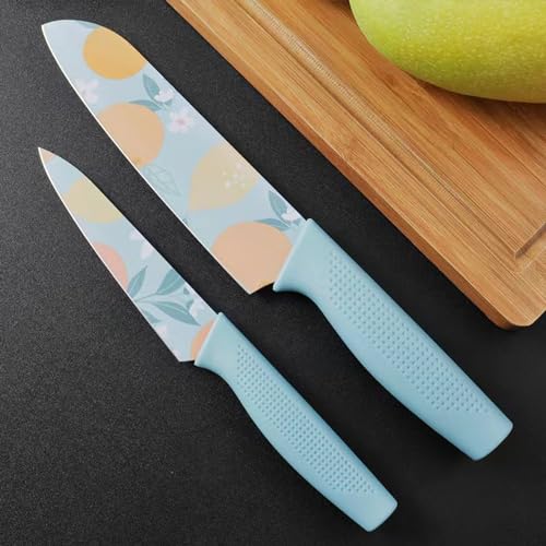 Carrot Kitchen Knife Stainless Steel 3 Pieces Professional Knife Set with Color Printing and Non-Slip Handle (3 PCS Multi Color)