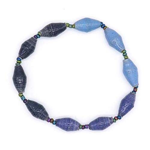 Outreach Uganda Stretch Bracelet Shades of Blue Beaded Bracelet Charity Bracelet