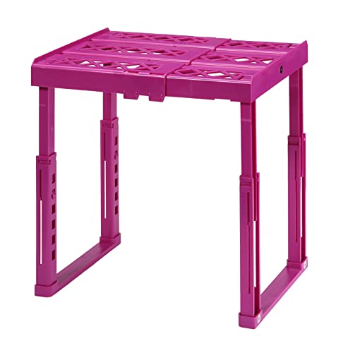 Image of Locker Shelf. Adjustable Height 9 3 /4 inch to 14 inch and Width 8 inch to 12 1 /2 inch. Stackable and Heavy Duty. Holds 40 lbs. per Shelf (Single, Magenta)