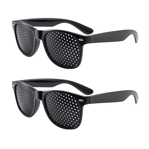ENAESLOT 2 PCS Pinhole Glasses,Grid Glasses for Eye Training,Vision Improvement and Relaxation,Pin Hole Glassess for Fatigue Relief,Unisex, (Black)