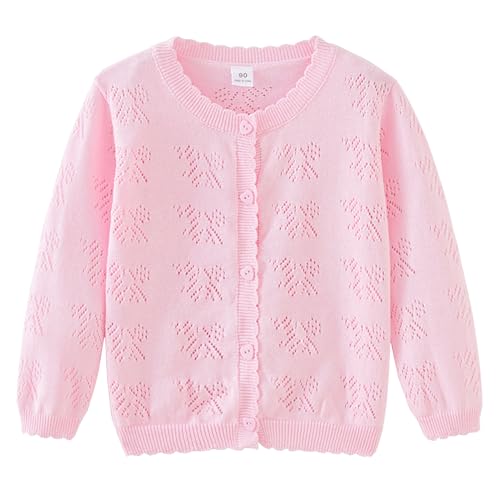 Girls Long Sleeve Knitted Cardigan Kids 100% Cotton Bolero Shrug Cover Up Solid Color Knitwear for Spring Summer