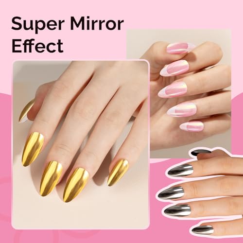 Image of MelodySusie 4Pcs Chrome Nail Powder for Gel Nails, Aurora Fine Glitter Powder Mirror Effect Pigment Pearlescent Mermaid Pigment Pearl Glitter for Home DIY Salon Use