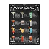 Vintage Classic Cocktail Recipe Guide Metal Tin Sign, Retroe Cocktail Menu Wall Art Decor, Plaque Poster for Home Bar Pub Club Cafe Kitchen Restaurants Man Cave 8x12 Inch