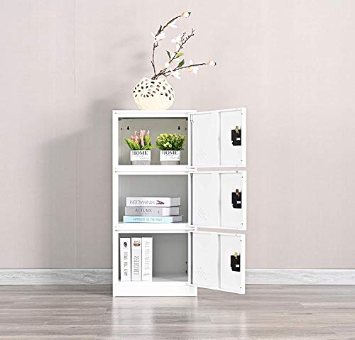 Mecolor Furniture Digital Lock Metal Locker Organizer With Padlock And Shelf Small Size For Gym (P3V, Full White) #TOP25