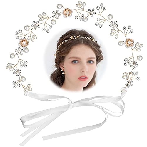 Mon3trYYDS Cristal Serre Tête Guirlande Bandeau Accessoires de Cheveux de Mariée Serre-tête de Mariée Bohème Mariée Cheveux de Mariage Vigne Bandeau Couronne de Fleurs pour les Mariées et les Filles Cover