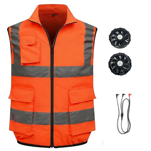 Chaleco de enfriamiento con 2 ventiladores y bandas reflectantes para trabajo