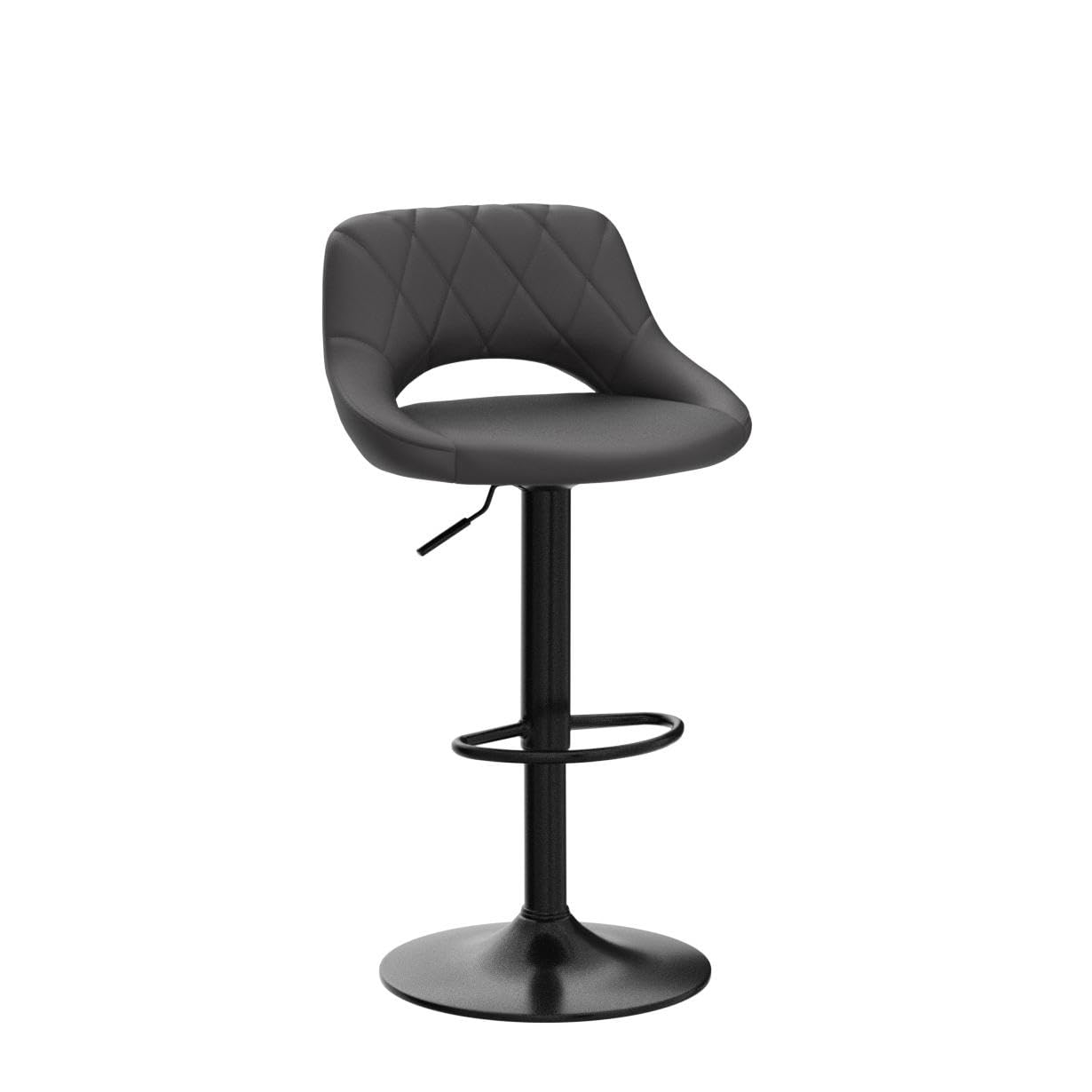 SONGMICS Taburete de Bar, Juego de 2, Sillas de Cocina con Marco de Metal Estable y Cubierta de Cuero Sintético, Reposapiés, Altura de Asiento Ajustable, Fácil Montaje, Vintage, Antracita LJB072B01