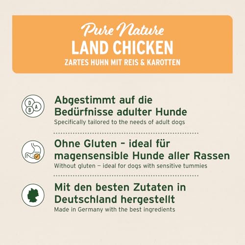 AniForte Natürliches Hunde-Futter Trockenfutter LandChicken 14kg, Zartes Huhn mit Reis, 100% Natur, Allergiker, Glutenfrei, Karotten & knackigem Chicorée, ohne künstliche Vitamine