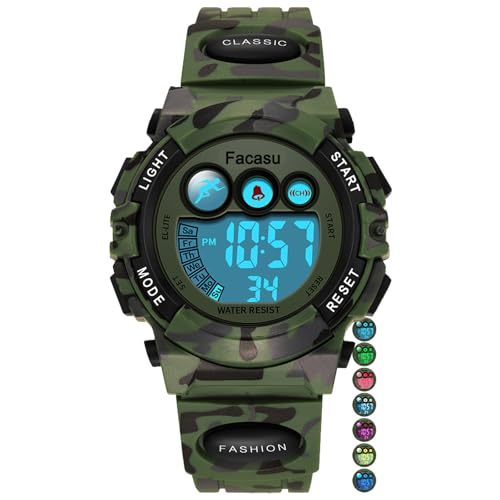 Image of Kids Watch Digital for Boys-Waterproof Kids Sports Watch with Light, Alarm&Snooze,Stopwatch Military Design Silicone Band Gift for Birthdays,Christmas Outdoor Activities(8+ Years)