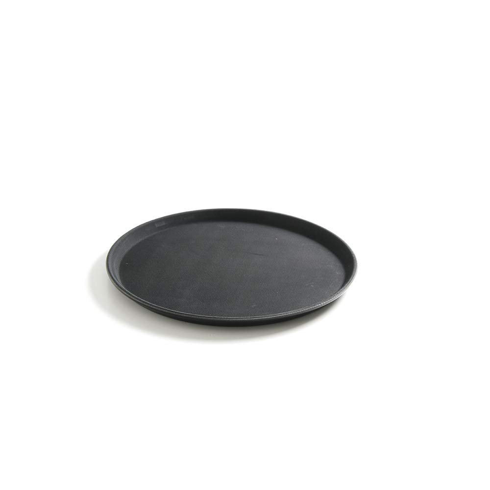 HENDI Serviertablett, Tablett, Temperaturbeständig bis 80°C, Gastro Tablett, rund, Gummi-Antirutschbeschichtung, Schock- und bruchfest, Polypropylen, ø280mm, Schwarz, 12 Stück